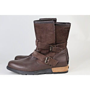 Sorel Major Leather Suede Buckle Ankle Boots Brown Womens Size 9 / EU 40